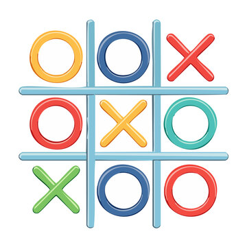 Colorful tic tac toe game illustration