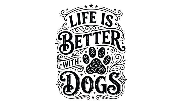 A typographic design featuring a dog quote on a professional background