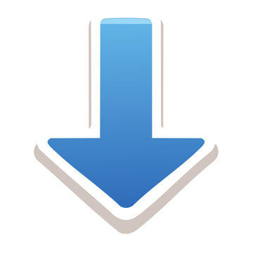 Blue down arrow icon with white and gray border