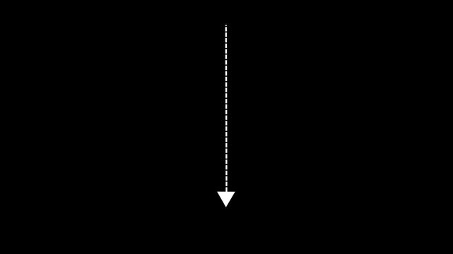 Up arrow growth direction icon with green dotted line animation on Black background. dot arrows icon sign animated