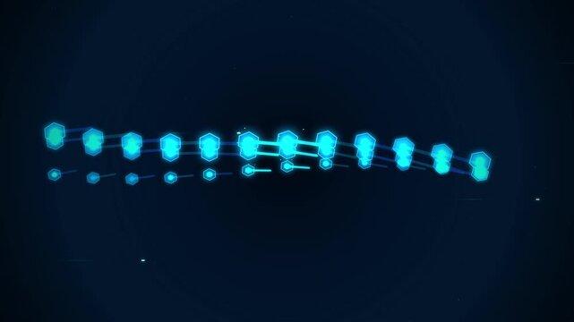 Abstract glowing blue particles forming a futuristic light trail.