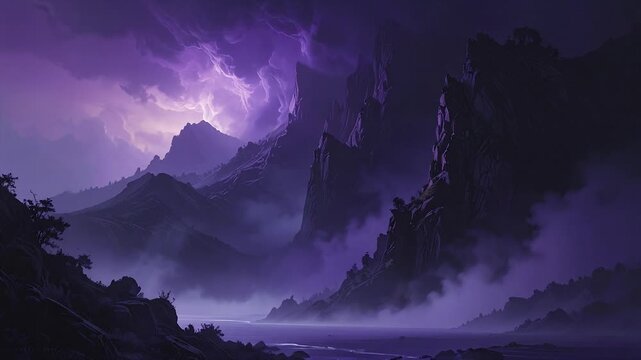 Deep shadow haze with a gentle lavender glow lifting upward in smooth atmospheric fog motion