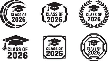 Obraz premium Class of 2026 Graduation Badge Set Vector Illustration Graphic