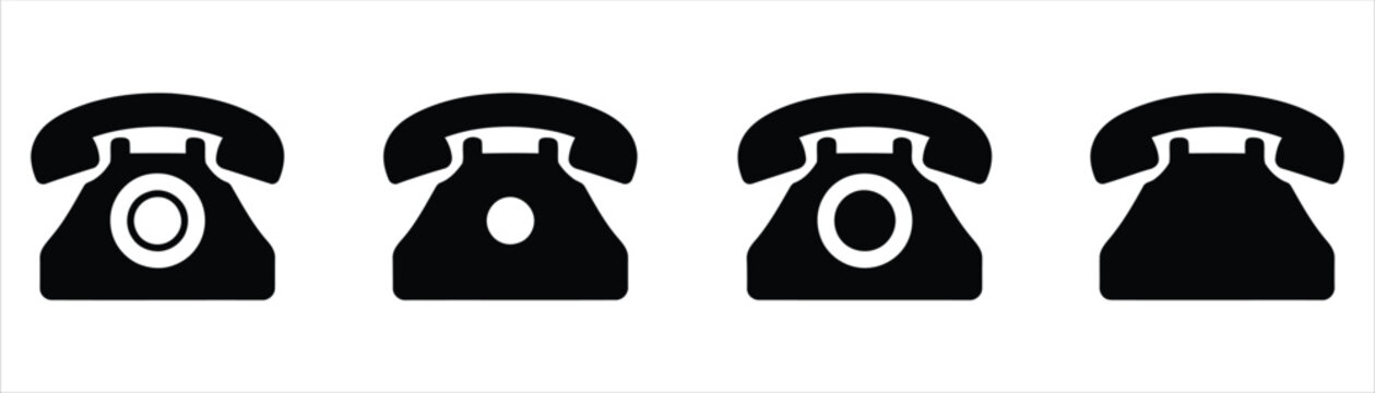 Telephone Retro Icons and Vector Set for Contact and Business Call
