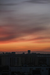 Obraz premium Vertical view of Warsaw twilight skyline