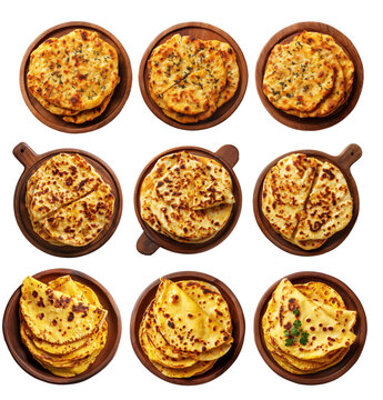 Chickpea flatbread with crispy golden brown texture isolated on white background. Concept of Argentina Faina food