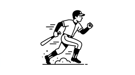 Fototapeta premium Baseball player running with bat during game.