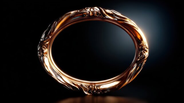 An elegant golden circular frame stands against a dark background, symbolizing timeless beauty and sophistication, inviting one to envision endless possibilities within.
