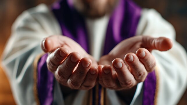 A close-up of open hands extended toward the viewer, symbolizing support and connection, making it an impactful image for themes of trust, faith, and community in stock photography.