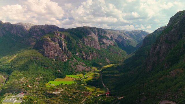 Scenic Mountain Road on the Lysebotn Route &ndash; Aerial View