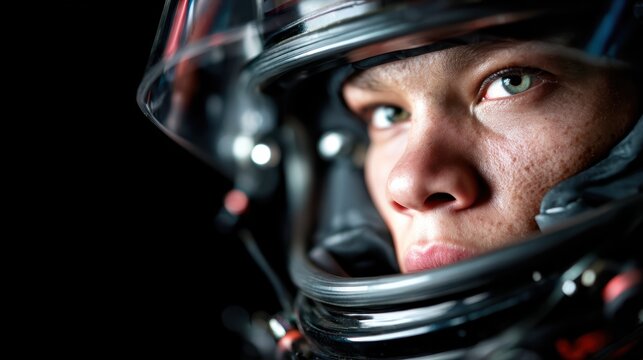This striking image showcases the intense focus and determination in an astronaut's eyes, encapsulating the spirit of exploration and human ingenuity in space.