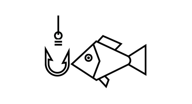 Fish hooked by fishing hook line.