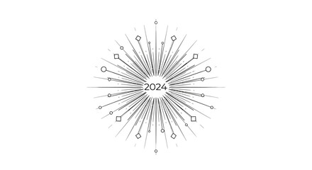 Fototapeta premium New Year 2024 Celebration Design Element.