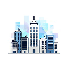 Fototapeta premium A minimalist vector illustration of a modern city skyline with tall buildings