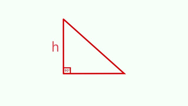 Right-angled triangle drawing animation with 90-degree angle and height label