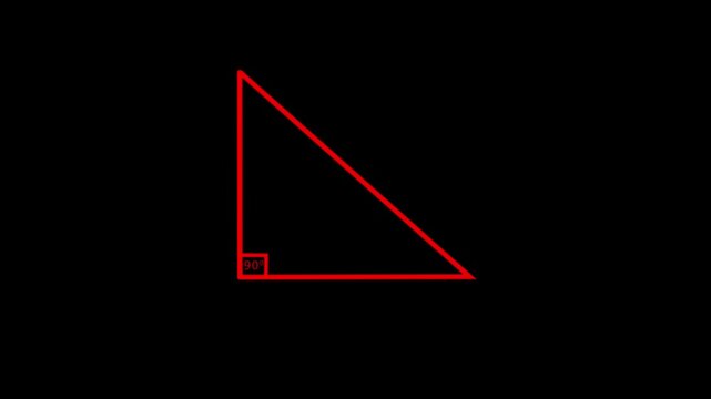 Right-angled triangle drawing animation with 90-degree angle and height label