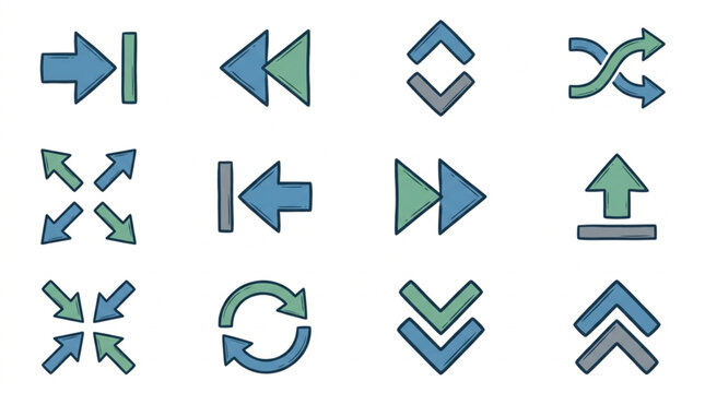 Vector Navigation Directional Arrow Icons Set.