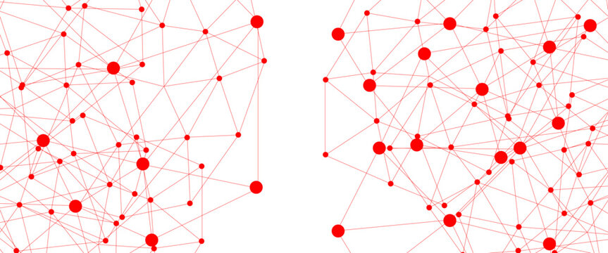 Abstract white red digital technology futuristic communication high tech concept background. Technology dots lines connect network background.
