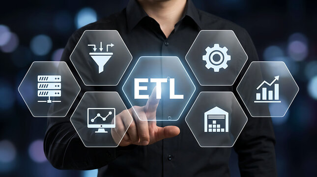 ETL data integration technology concept extract transform load database management
