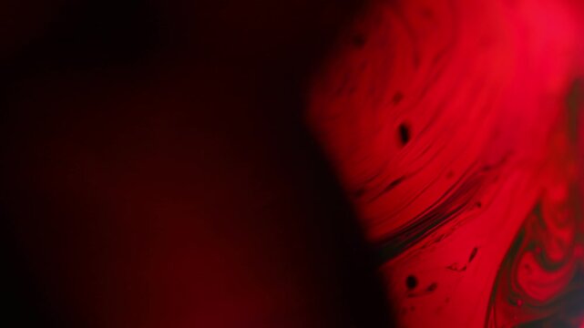 Abstract Macro Shot of Fiery Crimson Marbling and Deep Shadow Void
