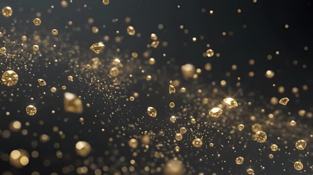 Sparkling gold diamonds in a shadowy background suitable for luxury designs, jewelry advertisements, elegant invitations, and sophisticated websites.