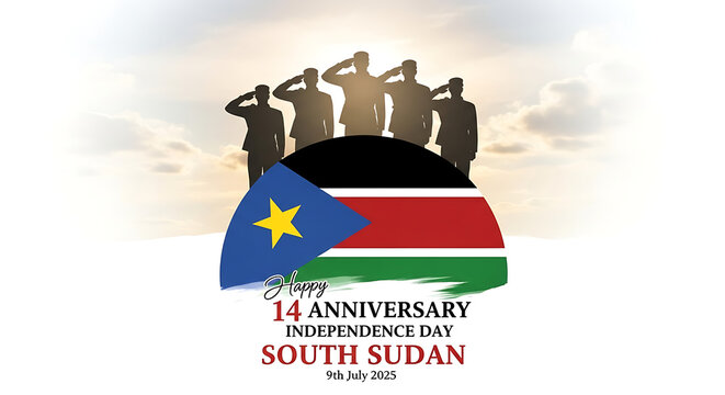 South sudan flag logo with people silhouette
