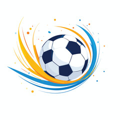 Naklejka premium Vibrant soccer ball illustration with dynamic swirls and splashes of color