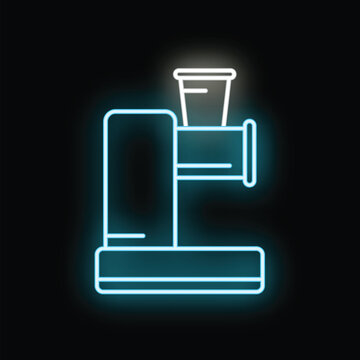 Electronic meat mincing machine glowing with a neon light, representing kitchen technology