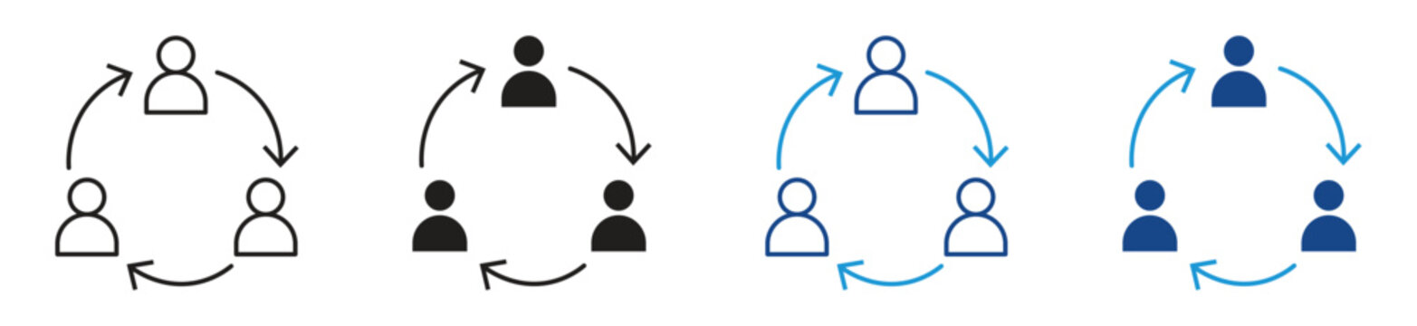 Turnover icon set. Exchange person for replacement sign. Change and switch user ,vector illustration.