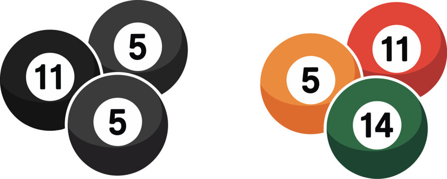 Billiard, icon set, pool table accessories including balls cues and triangle rack for sports training and entertainment design