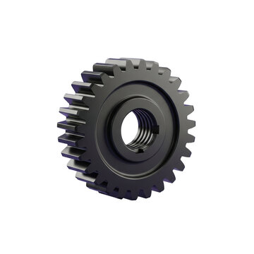 Close-up of a grey metal gear wheel with teeth