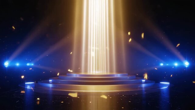 Golden Spotlight Stage Podium Luxury Award Background