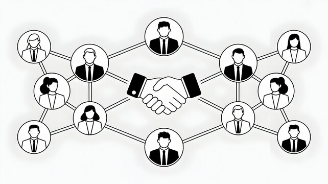 Business Network Agreement Handshake Connecting Diverse Professionals in Geometric Web