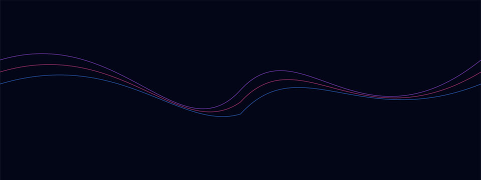Three parallel flowing wave lines with vibrant gradient colors on dark background.