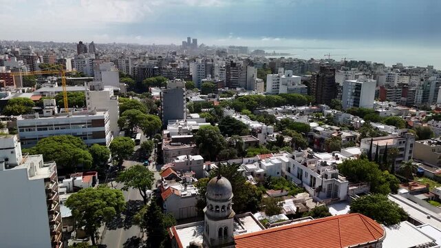 Aerial view of Parroquia de Nuestra Se&ntilde;ora del Sagrado Corazon, Montevideo, Uruguay