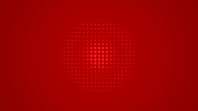 Red halftone dots pattern background animation with pulsing radial circle elements, perfect for retro pop art style videos, comic themes, or creative promos