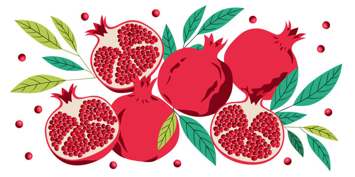 Seamless vector pattern illustration of abstract red and yellow flowers mixed with fresh summer berries like sweet strawberries, raspberries, and juicy cherries on a healthy nature background