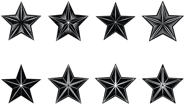 black Ster icon set vector silhouette design