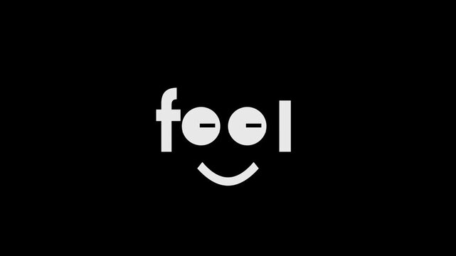 Minimal Feel Text Logo Animation with Smiling Face Expression