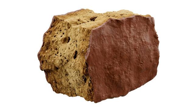 Highly Detailed 3D Render of Illuviation Clay Coating (Argillans) on a Soil Ped Face, Suitable for Science Education, Isolated on a White Background