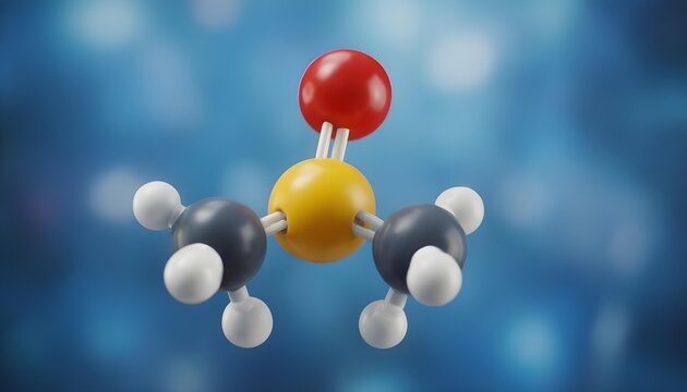 3D molecular model of dimethyl sulfoxide with atoms and bonds clearly visible