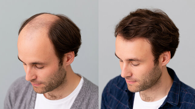 Top-down Comparison of Scalp Showing New Hair Growth After Treatment