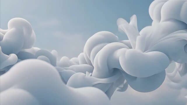 Soft white plumes swirl in misty, ethereal clouds, creating a billowy, airy, and fluffy atmosphere. Suitable for dreamy design projects.