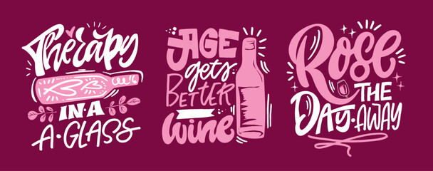 Obraz premium Lettering Hand drawn doodle postcard about wine. Wine lover. Mom wine culture. T-shirt design. Tee design ,mug print, print art. 100% vector file