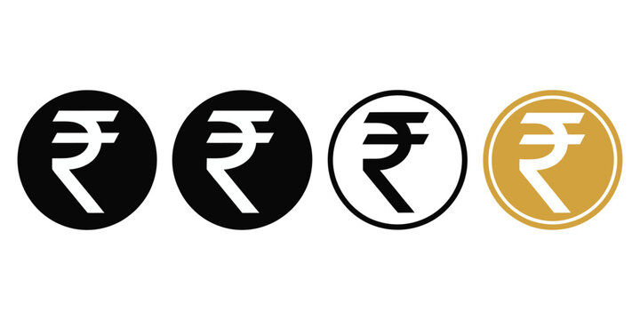 Rupee Symbol Indian Currency Icon Vector Illustration, Minimal Black and White Rs Sign for Business Reports, Accounting, Financial Charts, Banking, and Digital Finance Applications