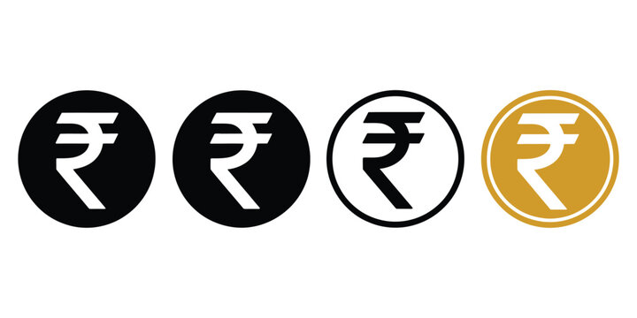 Rupee Symbol Indian Currency Icon Vector Illustration, Minimal Black and White Rs Sign for Business Reports, Accounting, Financial Charts, Banking, and Digital Finance Applications