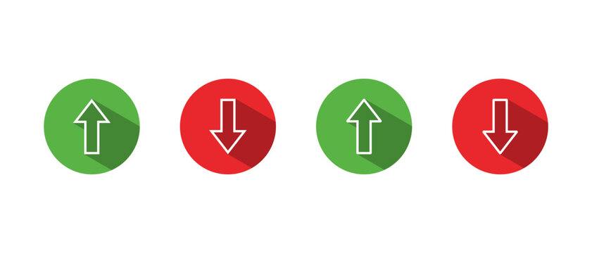 Up and down arrow outline icon with long shadow. Upward and downward symbol. Vertical arrows direction sign