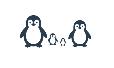 Fototapeta premium Family of penguins icon illustration for winter themes with wildlife illustration silhouette background flightless together protection community