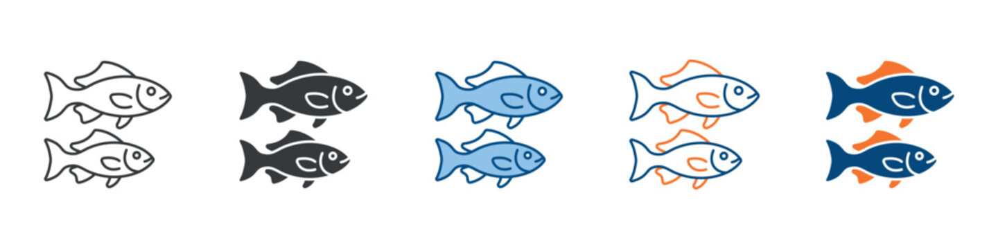Fish Icon Set Multiple Style Collection
