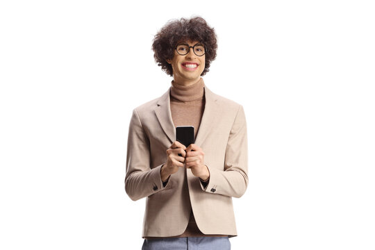 Guy with glasses using a smartphone